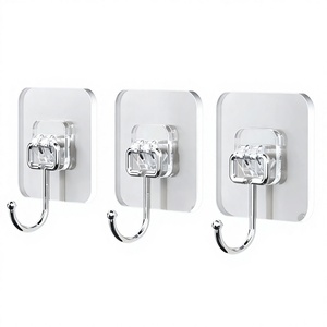 Stainless Steel <b>Wall</b> Mounted Hooks Rectangle Minimalist Design Removable Adhesive Hanger for Bathroom Towel Robe <b>Storage</b> - Product Image 6