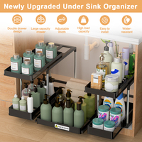 De Sink 2-laags onderkast organizer, 2-pack onderkast organizer en opbergruimte