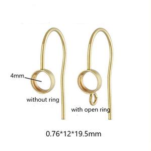 14Kゴールド充填GF耳ワイヤー4MMベゼル耳ワイヤーリング付きジュエリーイヤリング製造アクセサリー - Product Image 2