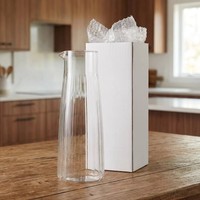 Carafe à eau en verre transparent de 1,2 L avec bec verseur en forme de V pour réfrigérateur, jus, thé glacé, lait, boissons froides