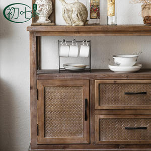 Solid Wood Vintage Sideboard American Country Style <b>Storage</b> <b>Cabinet</b> For <b>Dining</b> <b>Room</b> With Drawer And Door Design - Product Image 3