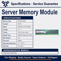 Module de RAM serveur 96 Go DDR5 5600 MHz RDIMM 2Rx4 ECC Registered PC5-44800R 288 broches EC8 1.1V Intel Xeon AMD EPYC //SK