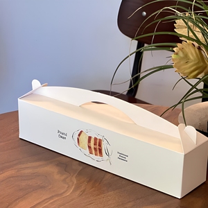 Boîte à emporter rectangulaire blanche haut de gamme personnalisée avec poignée pour baguette, pain, ciabatta, pain au levain, pain à la viande, pain roulé - Product Image 1