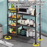 Vierstufiger stehender Typ Metall Umwelt freundlicher Küchen schrank Regal Organizer Schiebe Obst Gemüse Rack für Badezimmer Kleider schrank