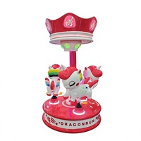 Manège pour enfants à 3 places, carrousel à monnayeur avec lumières LED et musique, équipement de divertissement pour aire de jeux intérieure