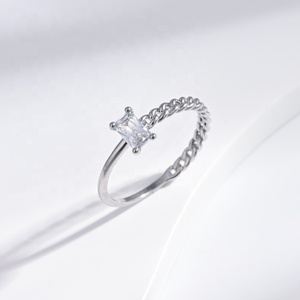 Anillo de boda de plata de ley 925 con diseño de estrella, corazón y lazo, con circonita, ajustable, económico y sencillo, para chicas. - Product Image 2