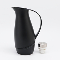 Jarra de vacío interior de vidrio Rosa exterior de plástico de 1,0 L con tapa de botón pulsador, tetera de café, termo, jarra aislada al vacío