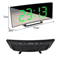 LED Digital Alarm Jam Layar Melengkung Cermin Jam Meja Elektronik Desktop Fungsi Tunda Alarm Jam Kamar Tidur Dekorasi Rumah