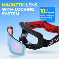 Masque de ski magnétique double couche anti-buée UV400, à la mode, avec sangle réglable, pour adultes, lentille cylindrique, protection UV %
