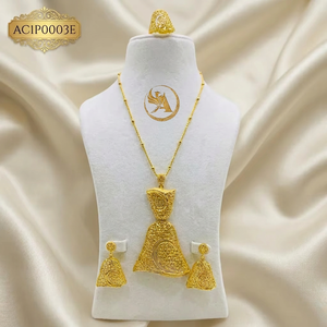 Nigerian Wedding Long Pendant <b>Charm</b> Necklace Earrings Set Dubai Style African Jewelry - Product Image 1