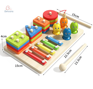 Học tập sớm Montessori Đồ chơi thiết lập kỹ thuật số gỗ câu đố bằng gỗ câu cá cực gõ Đàn Piano giáo dục Khối Hình Học xếp chồng - Product Image 6