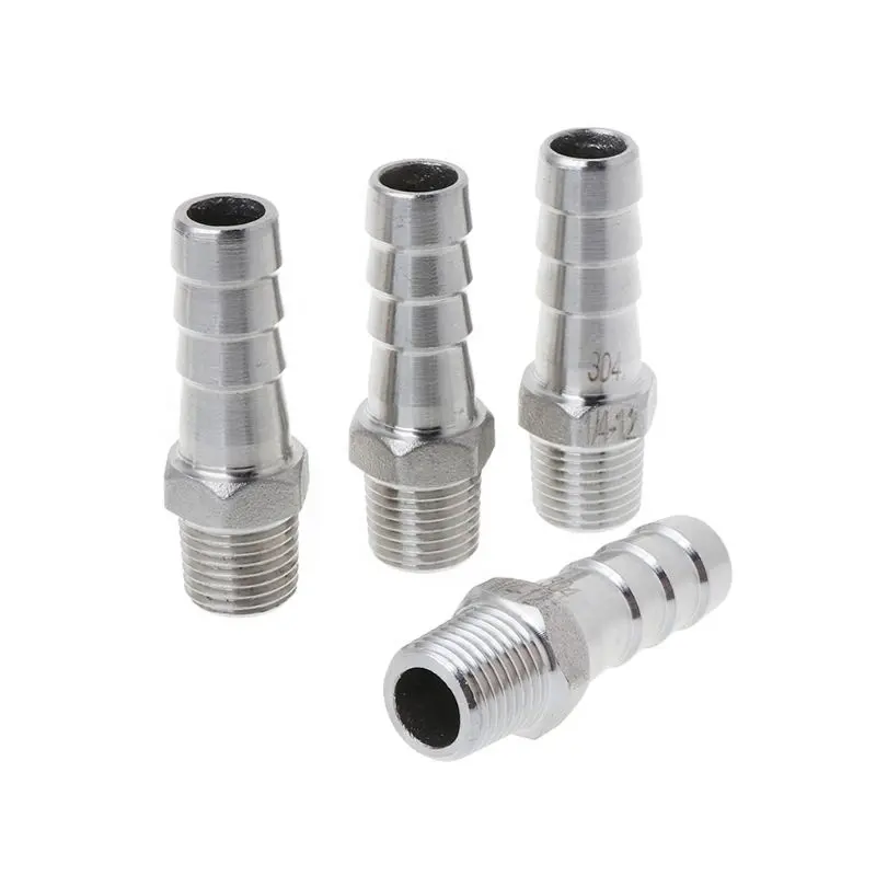 BSP Buitendraad 304 Roestvrij Staal Pijp x Barb Slangtule Reducer Pagode Joint Koppeling Connector