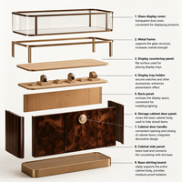 Comptoir de présentation de bijoux de luxe sur mesure, vitrine à montres en placage de bois massif avec éclairage LED pour boutique haut de gamme