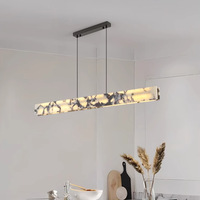 Lustre suspendu LED minimaliste en métal et marbre alabastro, à hauteur réglable, pour salle à manger ou îlot de cuisine central