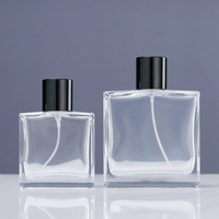 Flacon de parfum vaporisateur avec boîte carrée transparente, atomiseur fin à brume fine, distributeur vide portable en verre transparent, récipient pour huile essentielle