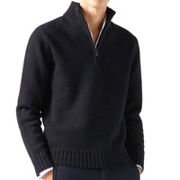 Pull Polo Homme Personnalisé à Col Mi-Zippé, Tricot en Coton, Laine et Cachemire (100% Coton/Laine/Mélange Cachemire)
