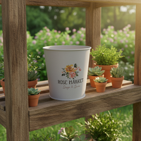 Seau en métal rond personnalisé avec logo Rose Market, vaporisateur de poudre, prix bas, petits pots de fleurs pour la décoration de jardin