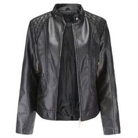 Blouson Bomber en Cuir PU pour Femme, Boutons Décoratifs, Haute Qualité, Couleur Unie, Col Montant, Fermeture Éclair, Imperméable et Coupe-Vent