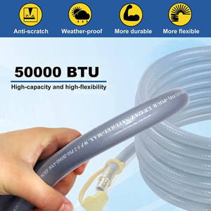 Tuyau de propane pour camping-car de 1,8 m (6 pieds), 3/8 et 1/2 pouce, surface lisse, basse pression, gris, <span class=keywords><strong>raccord</strong></span> rapide, <span class=keywords><strong>flexible</strong></span>, en caoutchouc, raccords en laiton, garantie 1 an - Product Image 2