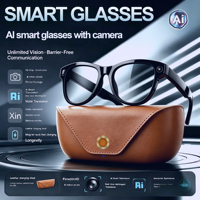 Lunettes intelligentes avec étui de charge, batterie 2000 mAh, caméra 8MP, enregistrement vidéo, prise de photos, traduction en temps réel, lunettes IA