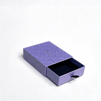 Boîte à bijoux en papier tactile violet Starlight, personnalisée, 10x10x4cm, avec tiroir coulissant pour bague, collier, boucles d'oreilles, cadeau