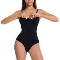 Body sculptant pour femme avec fermeture éclair sur le devant, contrôle du ventre, forme des hanches, body sculptant sans couture, string, body sculptant complet