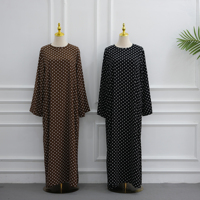 Abaya Loriya tendance à pois, vêtements islamiques de Dubaï, abaya à porter au quotidien, abaya modeste en Nida, robe musulmane pour femmes avec ceinture