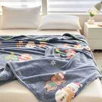FF4793 Noël bonhomme de neige flanelle couverture literie cadeau de noël décor à la maison lit canapé canapé chaud hiver jeter couverture