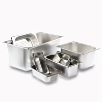 Équipement de restauration commerciale, type américain, bac GN en acier inoxydable avec inserts Gastronorm pour hôtels, restaurants, usage en cuisine