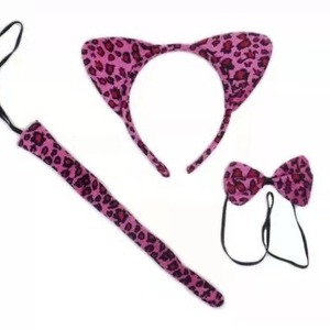 Set di costumi da animali: fascia per capelli leopardata, papillon e coda, orecchie da rana, mucca, topo, coniglio per bambini e adulti, travestimento per feste di Halloween - Product Image 3