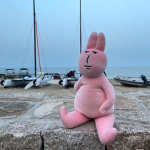 Conejito de Peluche Rosa Feo y Adorable en Posición Acostada, Juguete Antiestrés, Ideal para Intercambio de Regalos Divertidos y Recuerdos de Fiesta Novedosos - Product Image 2