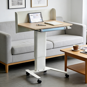 Escritorio Neumático Móvil de Altura Ajustable con Cajón y Ruedas Giratorias, Mesa de Conferencias para Aulas Escolares y Universitarias - Product Image 1