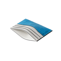 Porte-cartes en cuir véritable gaufré crocodile, étui fin pour cartes de crédit, portefeuille à panneaux contrastés pour hommes et femmes d'affaires