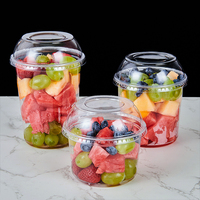 Cundao eco clair PET transparent jetable en plastique salade acai bol de fruits tasse avec couvercle