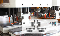 Machine de perçage CNC à six côtés intégrée à une roue à pression automatique à double tête de perçage HUAHUA SKH-612NS