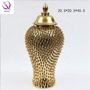 Bouteille générale en céramique dorée plaquée de luxe, pour salon, table à manger, modèle de chambre, arrangement de fleurs, ornements pour porche, maison - Product Image 5