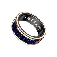 Anneau intelligent SR16 avec identification de l'appelant, moniteur de fréquence cardiaque, oxymètre, podomètre, suivi du sommeil, contrôle des photos, fonction anti-vibrations, compatible Android/iOS, mesure de la saturation en oxygène sanguin