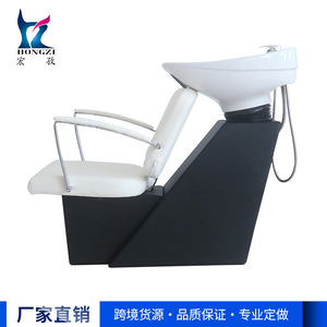 เก้าอี้สระผมหนังสีขาวพร้อมโครงโลหะสำหรับร้านทำผมและร้านตัดผม - Product Image 4