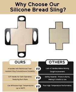 Moule à pain réutilisable en silicone, support de levage pour pain en silicone de qualité alimentaire, outil de transfert de pâte antiadhésif avec 4 poignées - Product Image 4
