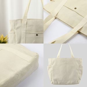 High Quality Custom Logo Luxury Women's Shoulder <b>Bags</b> Eco-Friendly Reusable Canvas Shopping <b>Tote</b> <b>Bag</b> <b>with</b> <b>Pockets</b> - Product Image 4