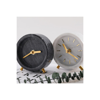 Réveil en marbre au style épuré, horloge de bureau créative, décoration de bureau, horloge de table en marbre pour étagère de bureau