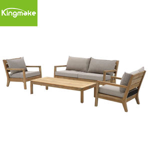 モダンホテル木製屋外ソファセット全天候型屋外家具クッション付き高品質チークソファ - Product Image 1