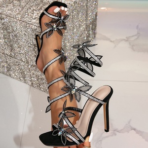 Nouvelles sandales d'été 2025 pour femme à talons aiguilles en forme de serpent, sexy, avec bande étroite en cristal et strass, idéales pour les soirées - Product Image 3