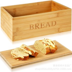 Bamboo Bread <b>Storage</b> <b>Box</b> With Lid And Tray For Kitchen Use - Product Image 3