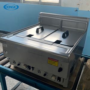 Friteuse à pommes de terre industrielle à gaz, à double cuve, à design basculant, conforme aux normes CE, pour comptoir, 10L 20L - Product Image 3