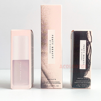 Boîte d'emballage cosmétique noire mate personnalisée avec gaufrage, matériaux recyclés, logo et dimensions sur mesure pour gloss à lèvres