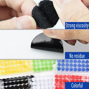 Jiehuan Adhesive Fastener Nylon Coins Die Cut Hook And Loop Dot Strong Adhesive Sticky Back Coins Garment Accessories 100% Nylon