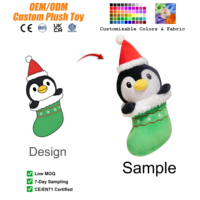 Chaussettes de Noël personnalisées en forme de pingouin, créez vos propres peluches de Noël personnalisées, jouets en peluche, cadeaux de Noël, mascotte de fête