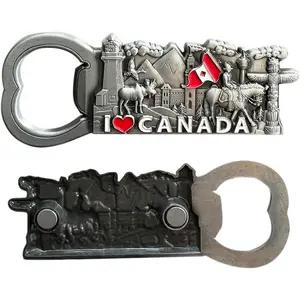 Magnet kulkas logam 3D suvenir turis negara Dunia kustom magnet suvenir Kanada