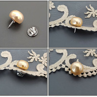Ukuran kecil 10mm mutiara tanpa jahitan kancing pakaian baju topi bros kecil Pin kancing dapat dilepas Pin tersembunyi